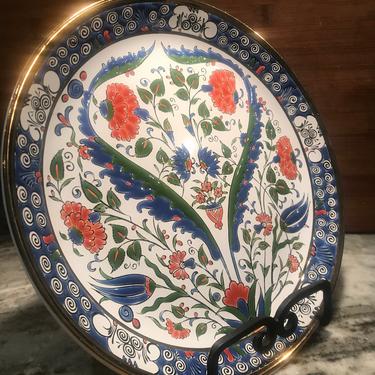 Vintage Rhodes Plate LINDOS Made in Greece Hand Painted Gold Enamel 