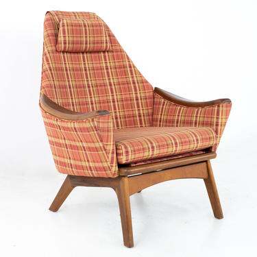 Adrian Pearsall for Craft Associates 1808-C Mid Century Highback Walnut Lounge Chair - mcm 