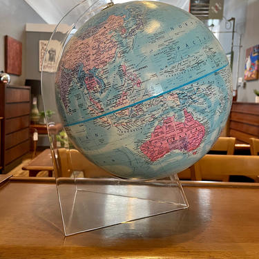 Vintage World Globe on Lucite Stand