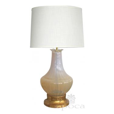 a large-scaled murano mid-century buttter-cream opaque glass bulbous-form lamp