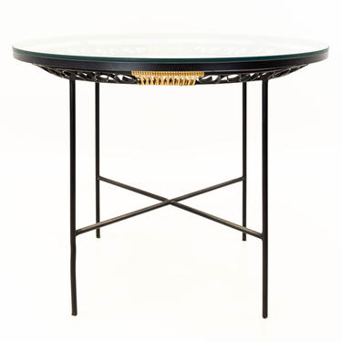 Arthur Umanoff for Shaver Howard Glass &amp; Metal Mid Century Indoor Outdoor Round Dining Table - mcm 