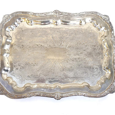 Vintage International Silver Co. Hollowware Footed Butler Tray || Stunning Ornate Discontinued Pattern || 6.8 LBS. 