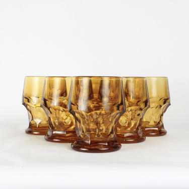 Vintage Glassware, Lowball, Amber Yellow Glassware, Yellow Glassware, Vintage, Mid Century Glassware, Glassware, Vintage, Amber, Set of 6 