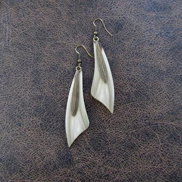 Simple carved horn earrings, bold statement earrings, Afrocentric African earrings, exotic earrings, unique ethnic earrings, rustic artisan 