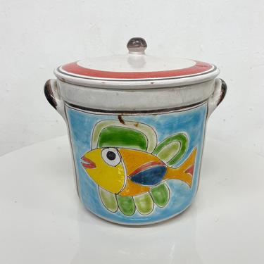 Giovanni DeSimone Pottery Lidded Fish Jar from Palermo ITALY 1988 