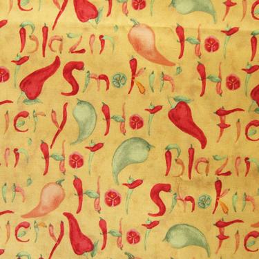 Chili Pepper Cotton Fabric Red Yellow Green Chile Susan Winget 1.8 Yds 