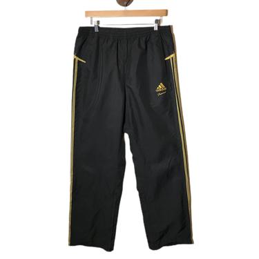 (M) Adidas Black/Gold Stripe Track Pants 022421.