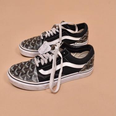 Black & White Designer Collaboration Sneakers By Goyard and Vans, 6.5/8