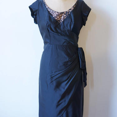 1960s Taffeta Wiggle Dress with lace dress 