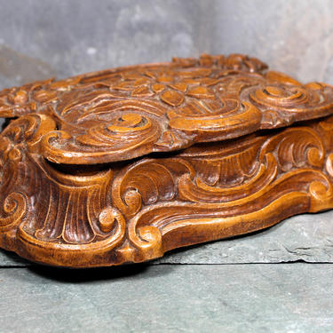Vintage Syroco Jewelry Box - Flower Trinket Box - Made in USA - Syracuse, New York - Gorgeous Carved SyrocoWood Box | FREE SHIPPING 
