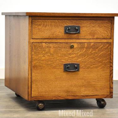 Stickley Oak Mission Collection Rolling File Cabinet 