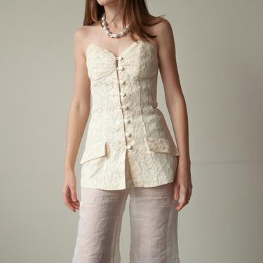 6512t / white lace blazer style bustier skirt set / us 6 