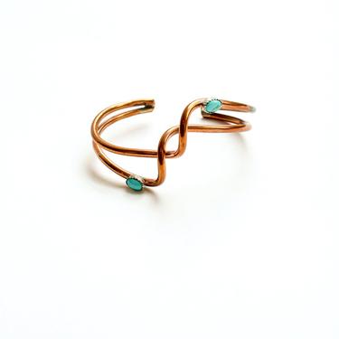 Vintage Copper + Turquoise Spiral Cuff