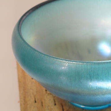 Turquoise Art Glass Bowl Fenton Celeste Blue Glass Bowl Stretch Glass Iridescent Airplant Holder Candy Dish Frosted Glass Satin Glass Bowl 