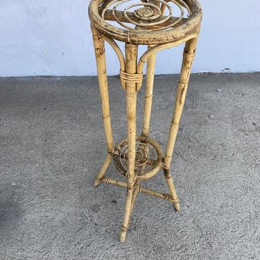 Mid Century Spiral Bamboo Planter Stand 