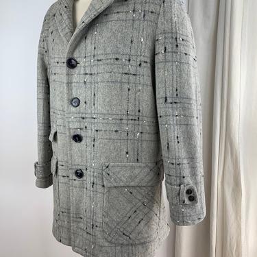 1950's Wool Plaid Car Coat - Zip Out Quilted Lining - Shanhouse Sportswear - Men's Size 42 Large 