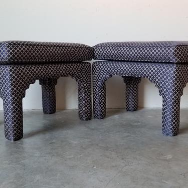 Postmodern Milo Baughman Parsons - Style Upholstered Ottomans - a Pair 