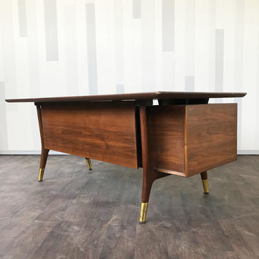 Mid Century Walnut Executive desk by Alma Desk Com