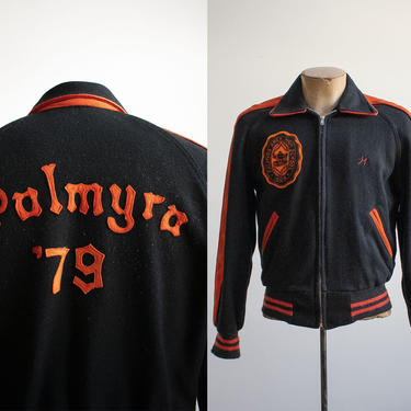 Vintage 1960s Letterman Jacket / 1960s Varsity Jacket / Vintage Varsity Jacket / Black and Orange Wool Varsity Jacket 36 / Pennsylvania 