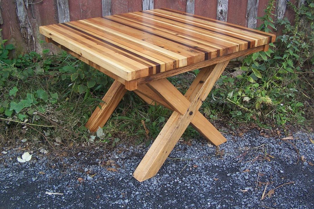 Colorful Reclaimed Wood Butcher Block Dining Table by BarnWoodFurniture