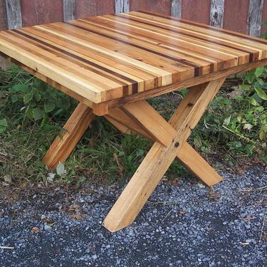 Colorful Reclaimed Wood Butcher Block Dining Table 