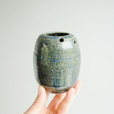 Vintage Handmade Pottery Flower Frog Vase 