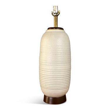 Architectural Pottery Lamp in Ribbed Oatmeal Glaze by Schiller/Cordray