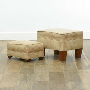 Pair Contemporary Craftsman Sueded Ottomans
