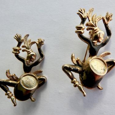 Pair of African Drummers Brooches 