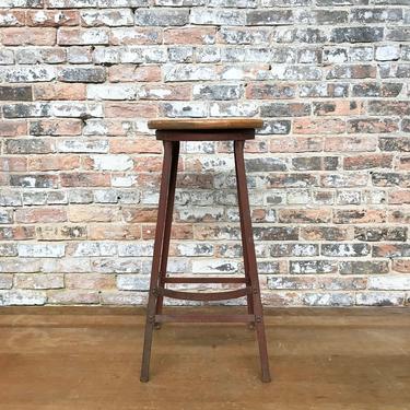 Industrial School Shop Stool Garage Seating Angle Iron and Wood 