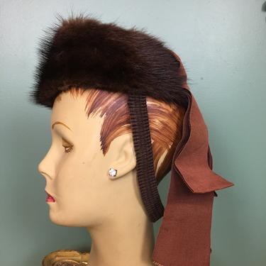 1940s fur hat, film noir style, vintage hat, brown felt, rockabilly style, WWii, old Hollywood, 1940s millinery, pointed, 22 inch, 1930s hat 