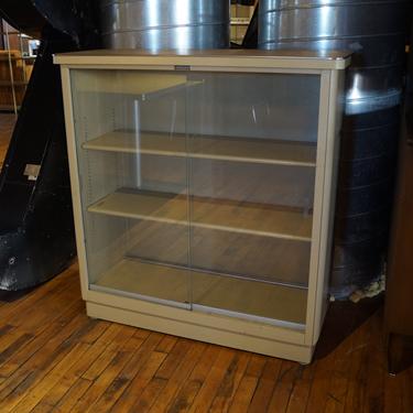 Antique Steel Bookcase w Sliding Glass Doors by Invincible