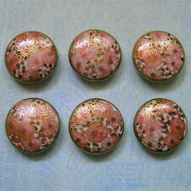 Antique Satsuma Buttons, Old Set of Six Satsuma Buttons, Old Porcelain Buttons, Antique Japanese Buttons (#3864) 