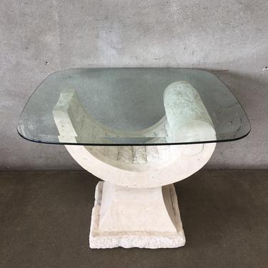 Vintage Stone &amp; Glass Top Table