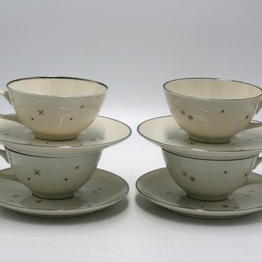 vintage Syracuse China Atomic Evening Star coffee cups and saucers 