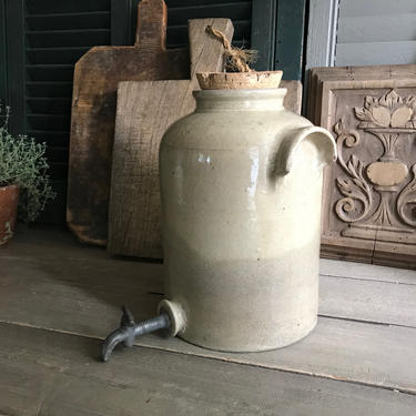 French Gris Stoneware Vinegar Jar, X Large, Gray Pottery, Rustic French Farmhouse Cuisine 