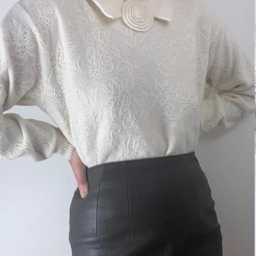 vintage ivory wool / angora blend collared sweater 