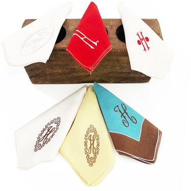 6 Vintage Mens or Unisex Hankies Monogrammed Initial H Handkerchiefs and Pocket Squares 