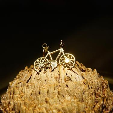 Vintage 14K Yellow Gold Bicycle Charm, Small, Intricate Gold Pendant, Miniature Bike Charm, 585 Jewelry,  20mm x 14mm 