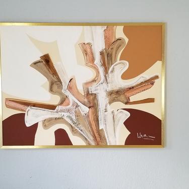 1970 Frank Walcutt Mixed Media Collage Abstract Painting. 