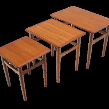Set of Three Scandinavian Modern Teak Nesting Tables