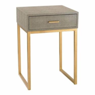 Contemporary Gray Faux Alligator Gold Side Table