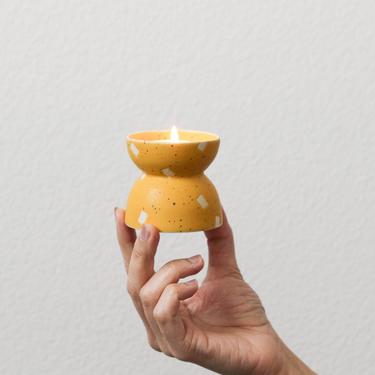 Ceramic Tealight Candle Holder - Handmade Speckled Votive Vessel / Stand / Jar / Dish / Bowl - Reusable Display - Minimalist Home Decor 