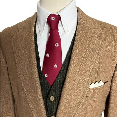 Vintage GRAHAM & GUNN Camel Hair Flannel Sport Coat ~ size 42 to 44 R ~ Herringbone ~ jacket / blazer ~ Preppy / Ivy / Trad ~ 
