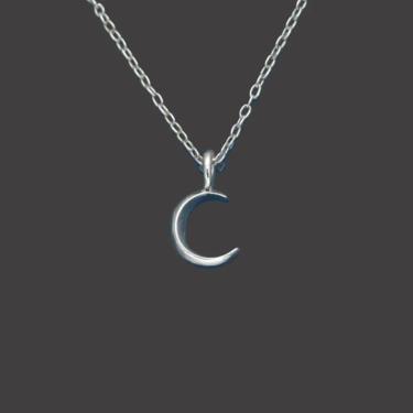 Aim for The Moon_Sterling Sterling Silver Crescent Moon Dainty 18 Inch Necklace by LeChalet