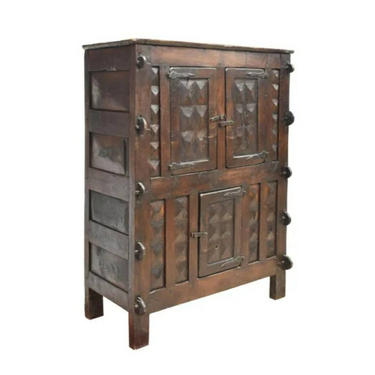 18th Century Rustic Continental Spanish Three Door Cabinet - -  antique kitchen cupboard 