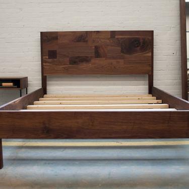 Solid Walnut Queen Bed with Frame and Headboard 