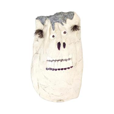 Vintage Surrealist Pottery Mask White Face Wall Sculpture John Allen 