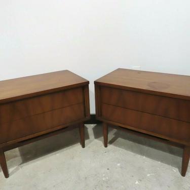 PAIR OF MID CENTURY MODERN WALNUT NIGHTSTANDS by DIXIE danish bedside tables