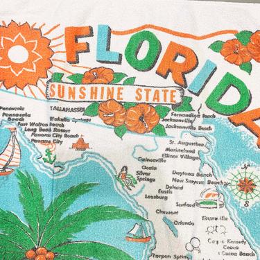 Vintage Florida Beach Towel Map Souvenir Cotton Swimming Pool Kid's Children's Cute Kitsch Kawaii Mid Century Retro 